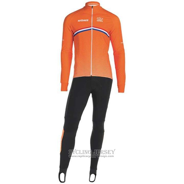 2019 Cycling Jersey Netherlands Orange Long Sleeve And Bib Tight